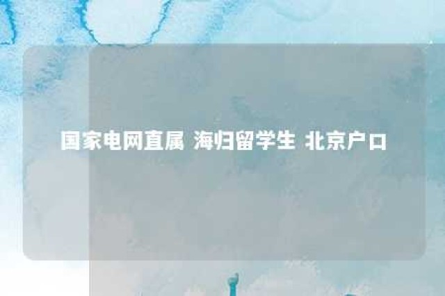 国家电网直属 海归留学生 北京户口 国家电网留学生应届毕业生